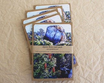 Alpine Flora Card Pack, Linocut Cards, Art Cards, Pack of 4 Cards, Tasmanian Cards, Australian Landscape Card Pack