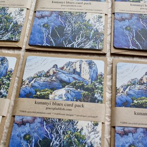 Mountain Blues Card Pack, Linocut Cards, Alpine Landscape Cards, Tasmanian Landscape Cards image 2