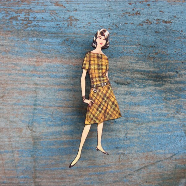 Fabulous Fashion Brooch - Retro Fashion Brooch, Plaid, Made in Australia
