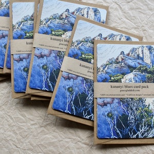 Mountain Blues Card Pack, Linocut Cards, Alpine Landscape Cards, Tasmanian Landscape Cards image 9