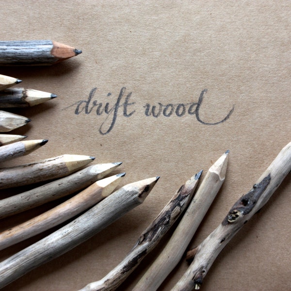 genuine driftwood twig pencils - weathered driftwood pencils - handmade in australia