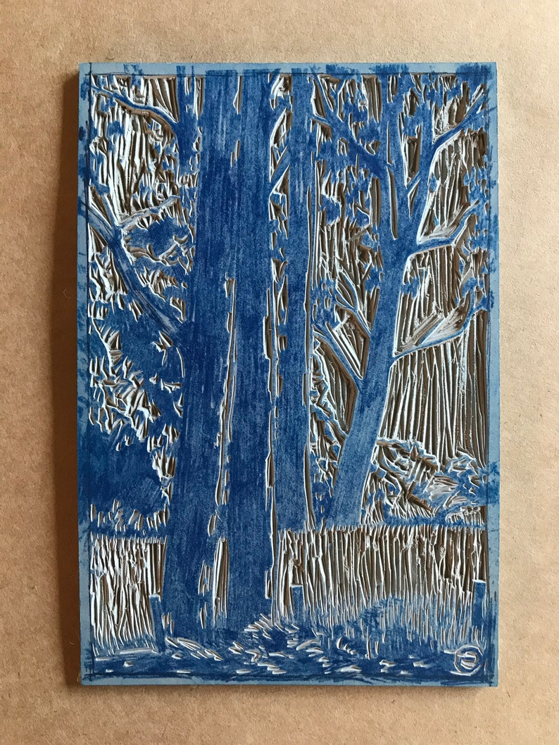 Small Original Linocut Print Hand Painted Lino Cut Etsy Australia