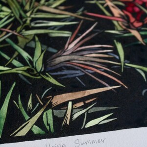 Hand Painted Linocut, Tasmanian Flora Linocut, Original Lino Print, Linocut Print image 5