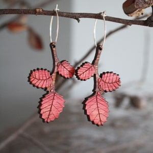 Autumn Leaf Earrings, Red Autumn Leaves, Tasmanian Native Plants, Deciduous Beech, Fagus Earrings, Tasmania image 4