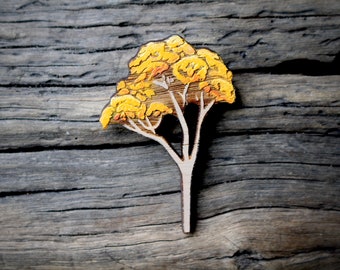 Yellow Gum Tree Brooch, Wooden Tree Brooch, Wooden Brooch, Eucalyptus Brooch, Australian Tree Brooch