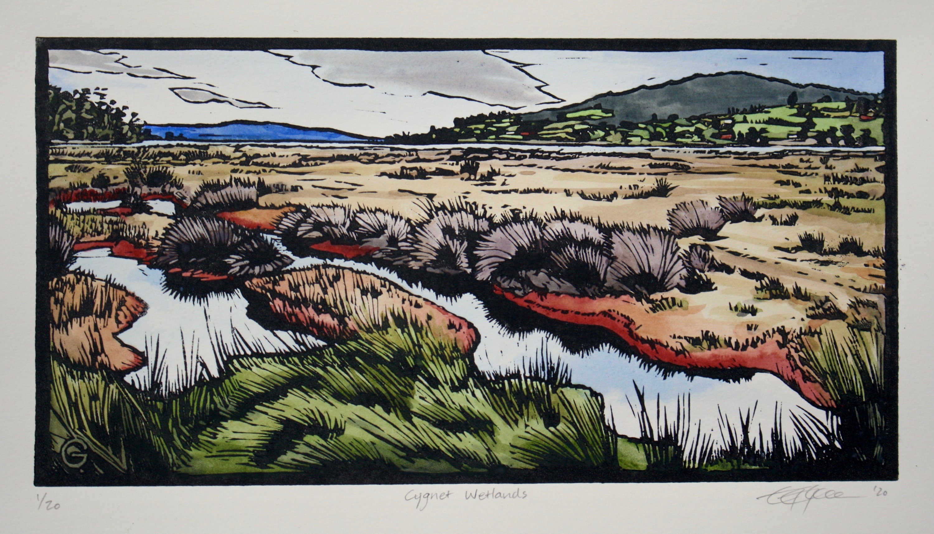 Original Linocut Print Hand Painted Lino Print Landscape Etsy Australia