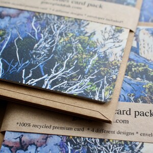 Mountain Blues Card Pack, Linocut Cards, Alpine Landscape Cards, Tasmanian Landscape Cards image 8