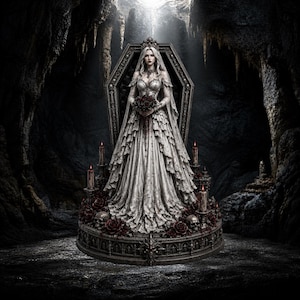 Vampire Bride STL File | Gothic Dark Fantasy Wedding Figure (Digital Download)
