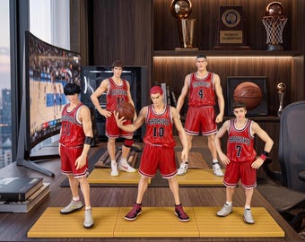 Slam Dunk Shohoku Basketball Team Figure Set 5 PCS 17 cm PVC Anime Collectible Statues Sakuragi, Rukawa, Akagi, Mitsui, Miyagi Desk Shelf