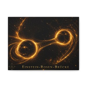Puente Einstein-Rosen | Arte físico en negro y dorado | Póster abstracto de agujero de gusano