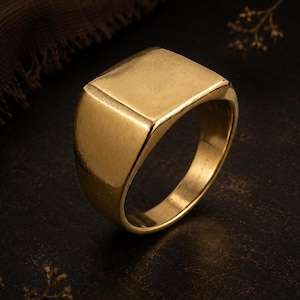 Signetring i guld, signetring, signetring för män, specialanpassad ring, mässingsring, personlig signetring, handgjorda smycken, present till henne/honom