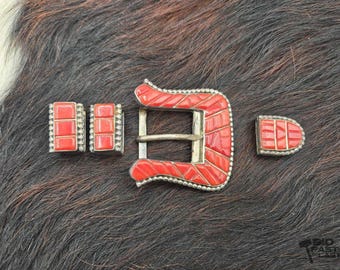 Set di fibbie da ranger in argento sterling di Dee Brown, con dettagli in stile sud-occidentale, modello Old Pawn, 71,8 g.
