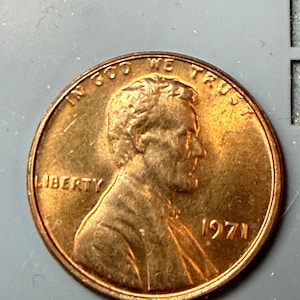 1971 US Penny 1C Mint Error Broadstrike i UNC rött skick