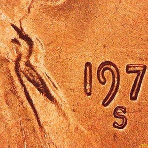 1970-talets stora datum amerikanska penny 1C Mint Error Double i GEM UNC Red+ skick