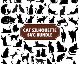 Cat Silhouette SVG Bundle: Pet Clipart, Kitten, Cricut Files (Digital Download)