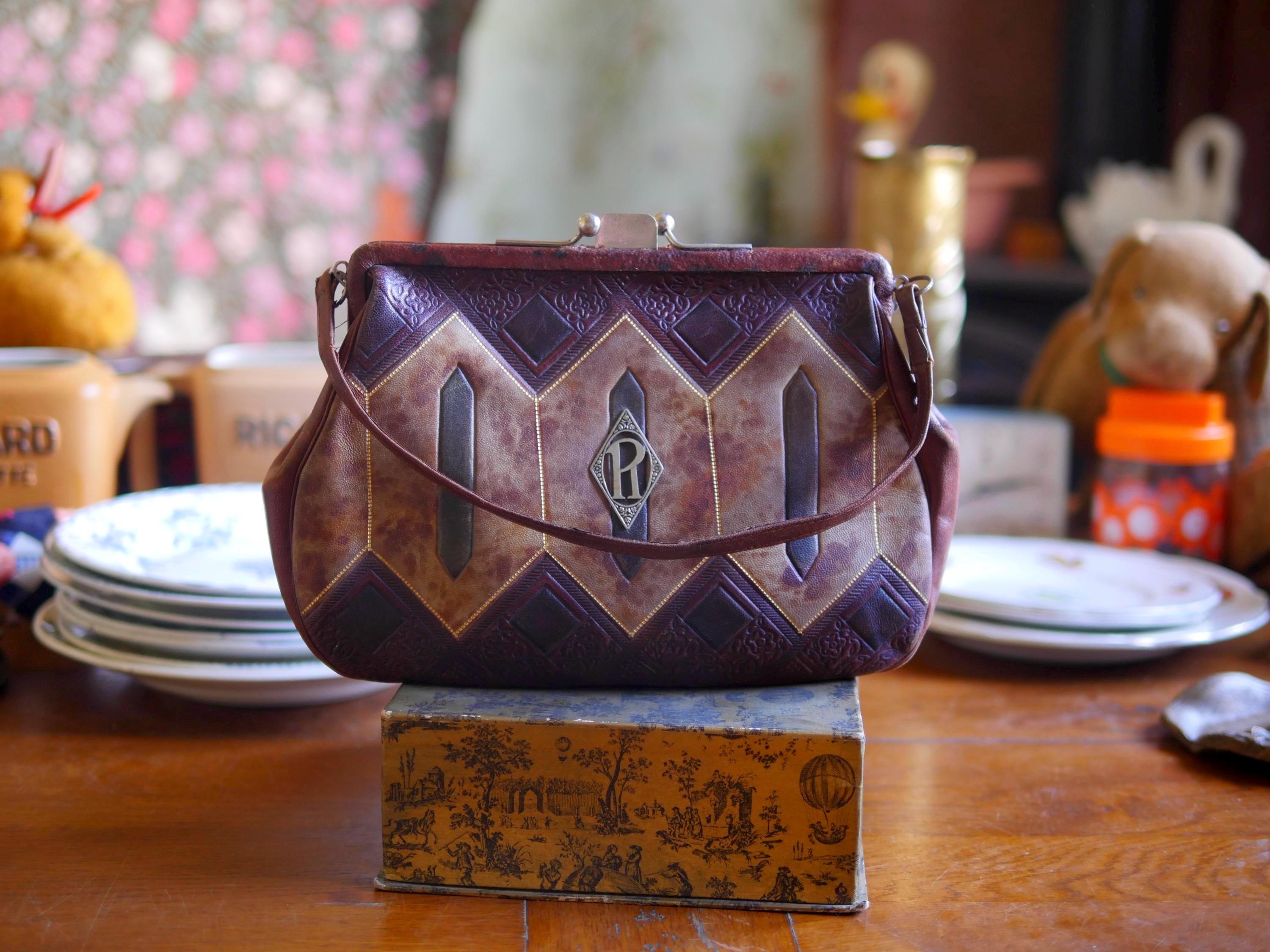 1920s Embossed Leather Bag - Etsy