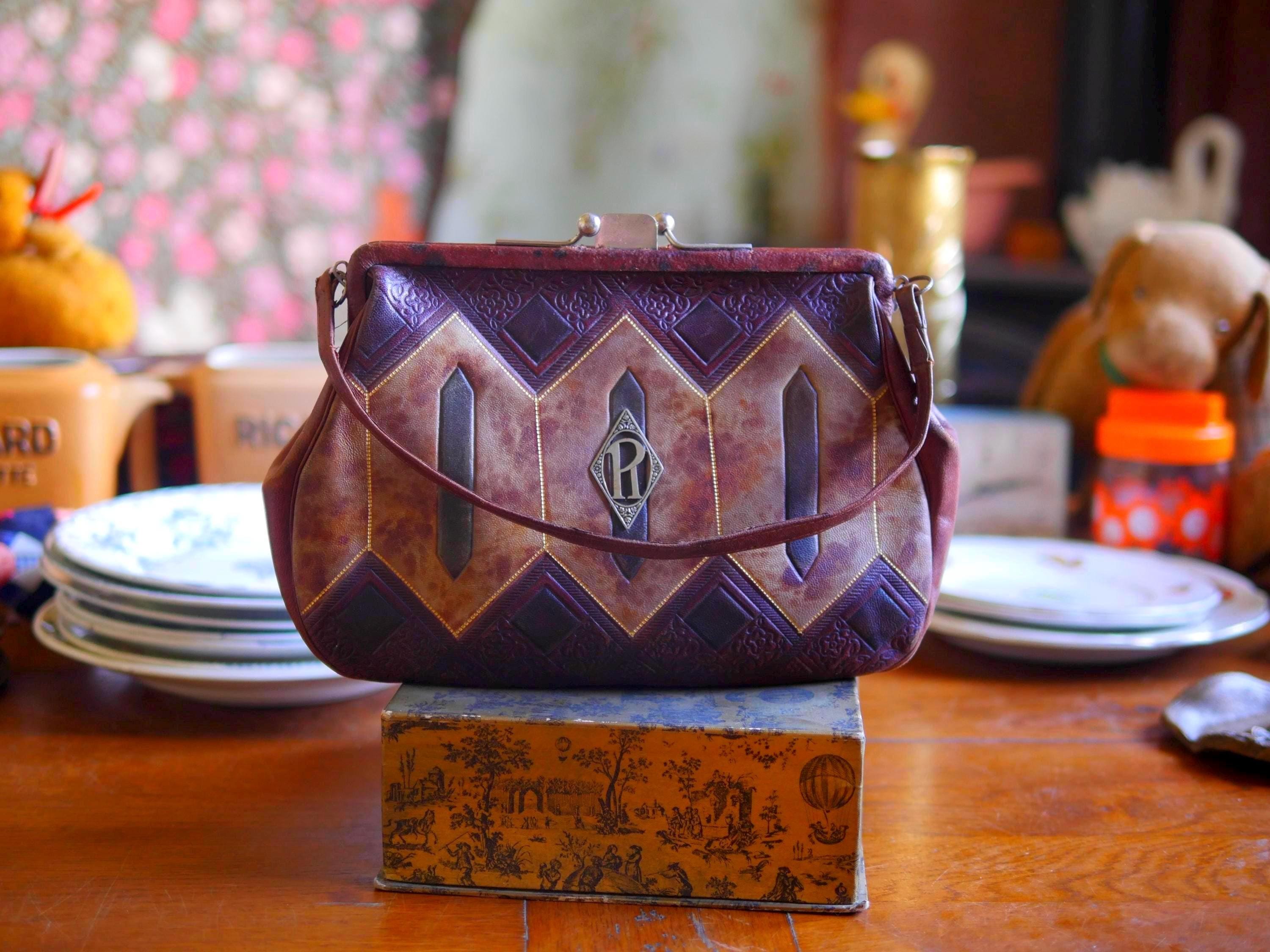 1920s Embossed Leather Bag - Etsy