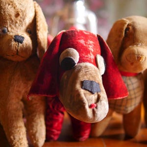 Vintage Stuffed Dog Toys, Choose One, Mohair Velvet Sherpa Puppies, 1950s-70s Collectibles