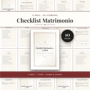 Checklist Matrimonio | Cose da Fare Nozze 12 Mesi da Stampare PDF
