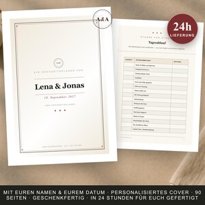 Personalisierter Hochzeitsplaner Zum Ausdrucken 90 Seiten | Cover mit Namen & Datum | Verlobungsgeschenk | In 24 Std. gefertigt