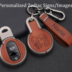 Personalized Leather Mini Cooper Keychain Cover for Mini Cooper One/Countryman/Clubman/3-door/5-door models - Mini Cooper Accessories