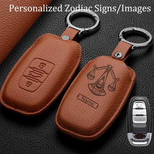Capas de couro para chaveiros Audi, personalizáveis com constelações e estampas. Capa de couro de luxo para chaves. Presente para quem comprou carro novo.