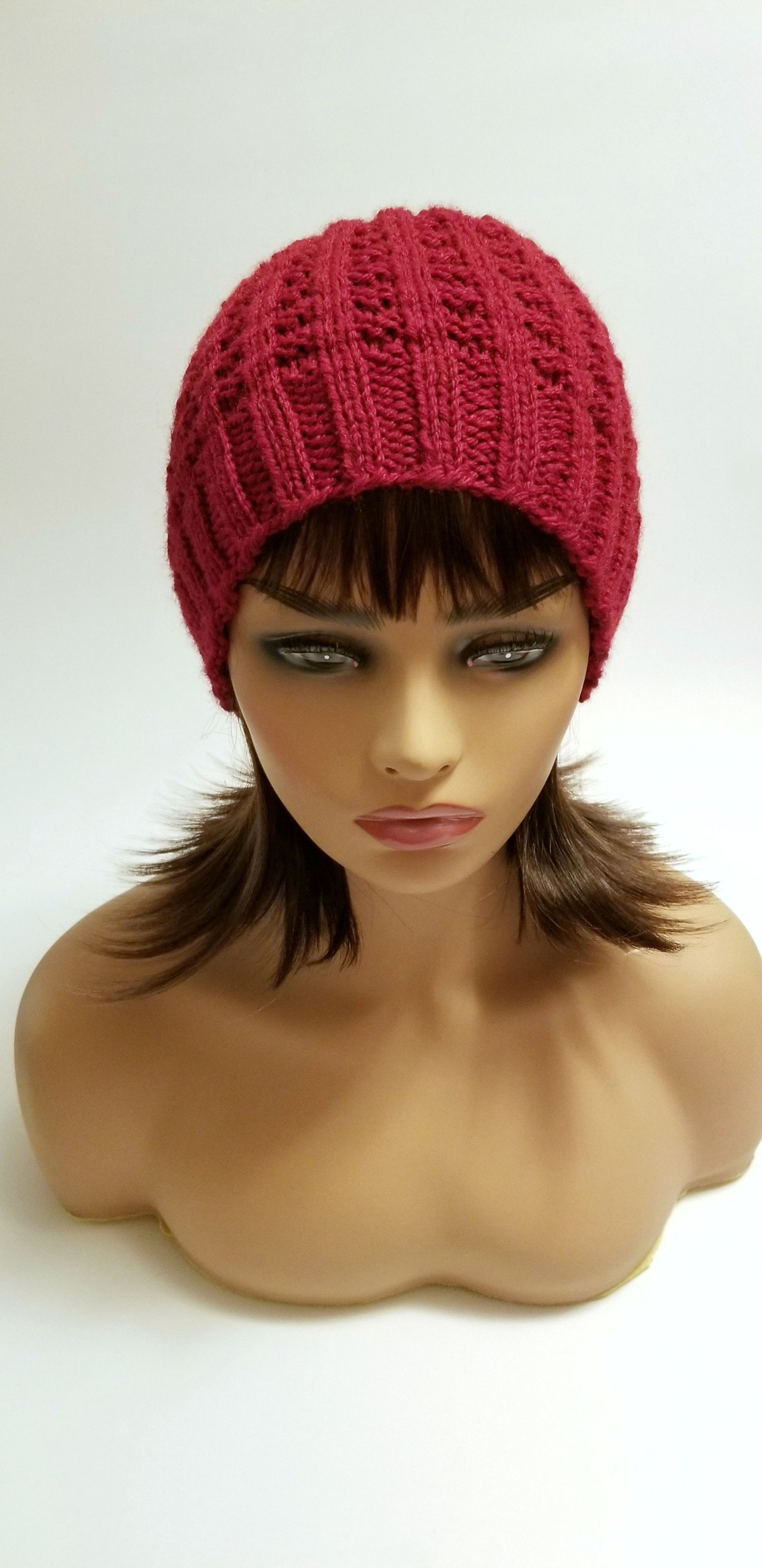 Red Knit Beanie Unisex Hat Red Knit Cap Etsy