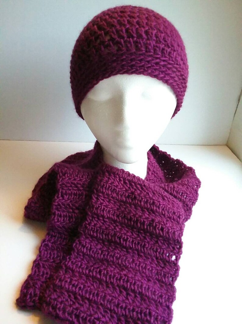 Purple Crochet Hat and Scarf Set Purple Womens Beanie Womens Accessories
