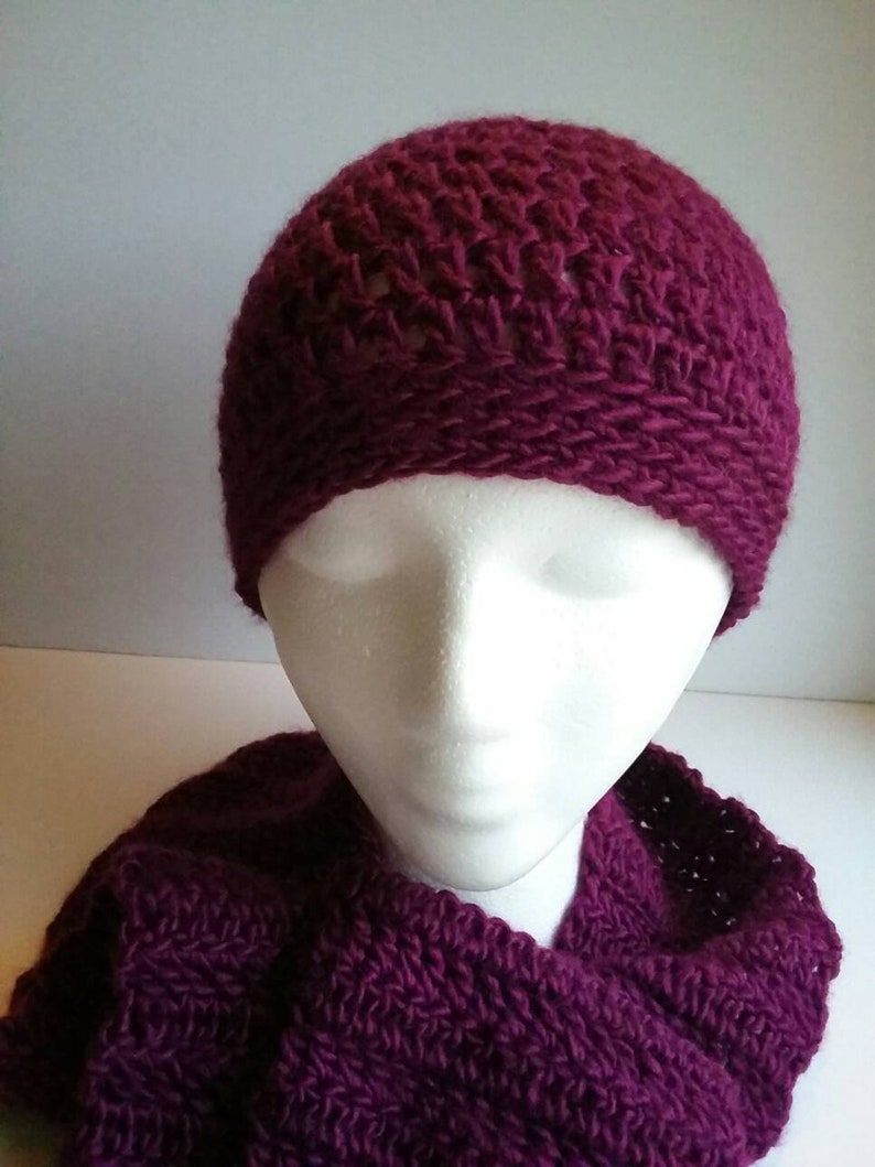 Purple Crochet Hat and Scarf Set Purple Womens Beanie Womens Accessories