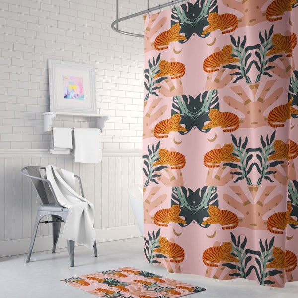 Tiger Shower Curtain Etsy