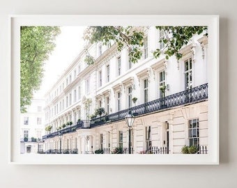 London Photography Print - White London Terrace Print - Chelsea Wall Art