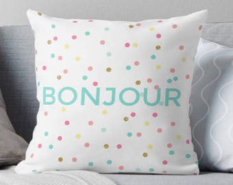 Paris Pillow -Bonjour pillow - Confetti pillow