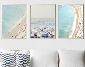 Aerial Beach Prints, Beach decor, wall art, Wedding gift, wall print,  set of beach prints, Riviera decor, Beach art, Riviera print