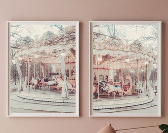 Paris Carousel Photography Print Set - Paris photography - Paris Print - Paris Nursery Print