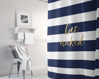 navy blue and gold shower curtain