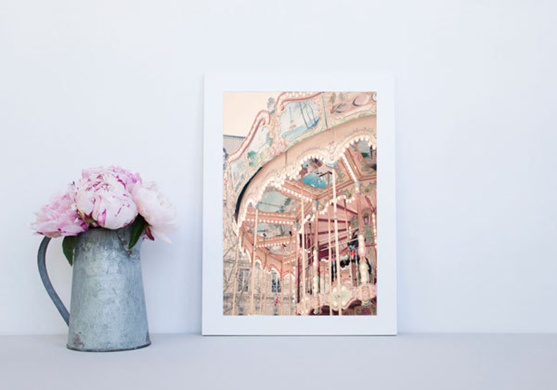 Paris Wall Print Paris Carousel Photography Print Paris photography Paris Nursery Print image 2