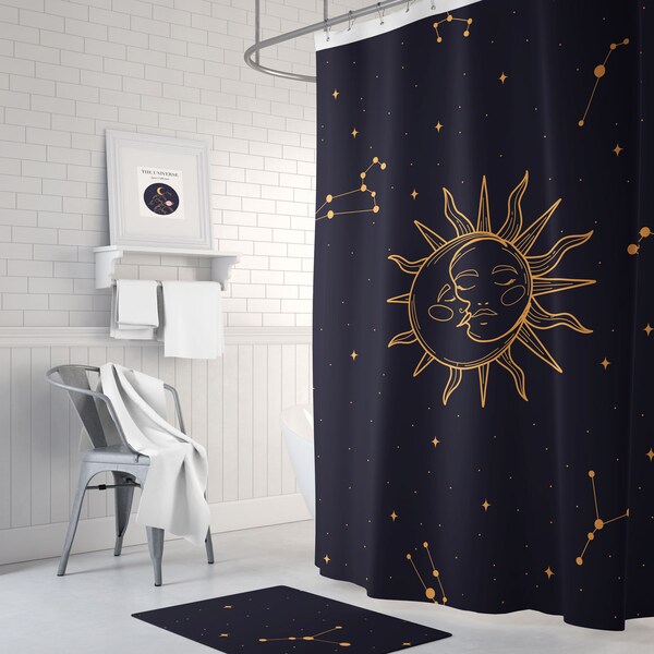 Navy Shower Curtain Etsy