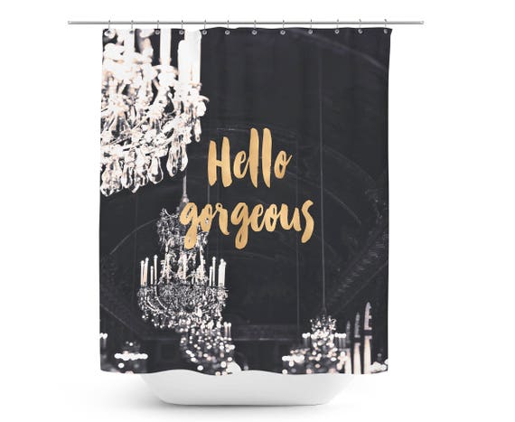 Black And Gold Shower Curtain Chandelier Shower Curtain Etsy