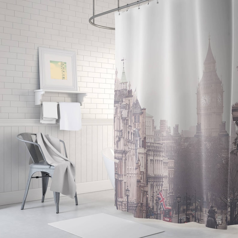 City Skyline Shower Curtain London Shower Curtain Fabric Etsy