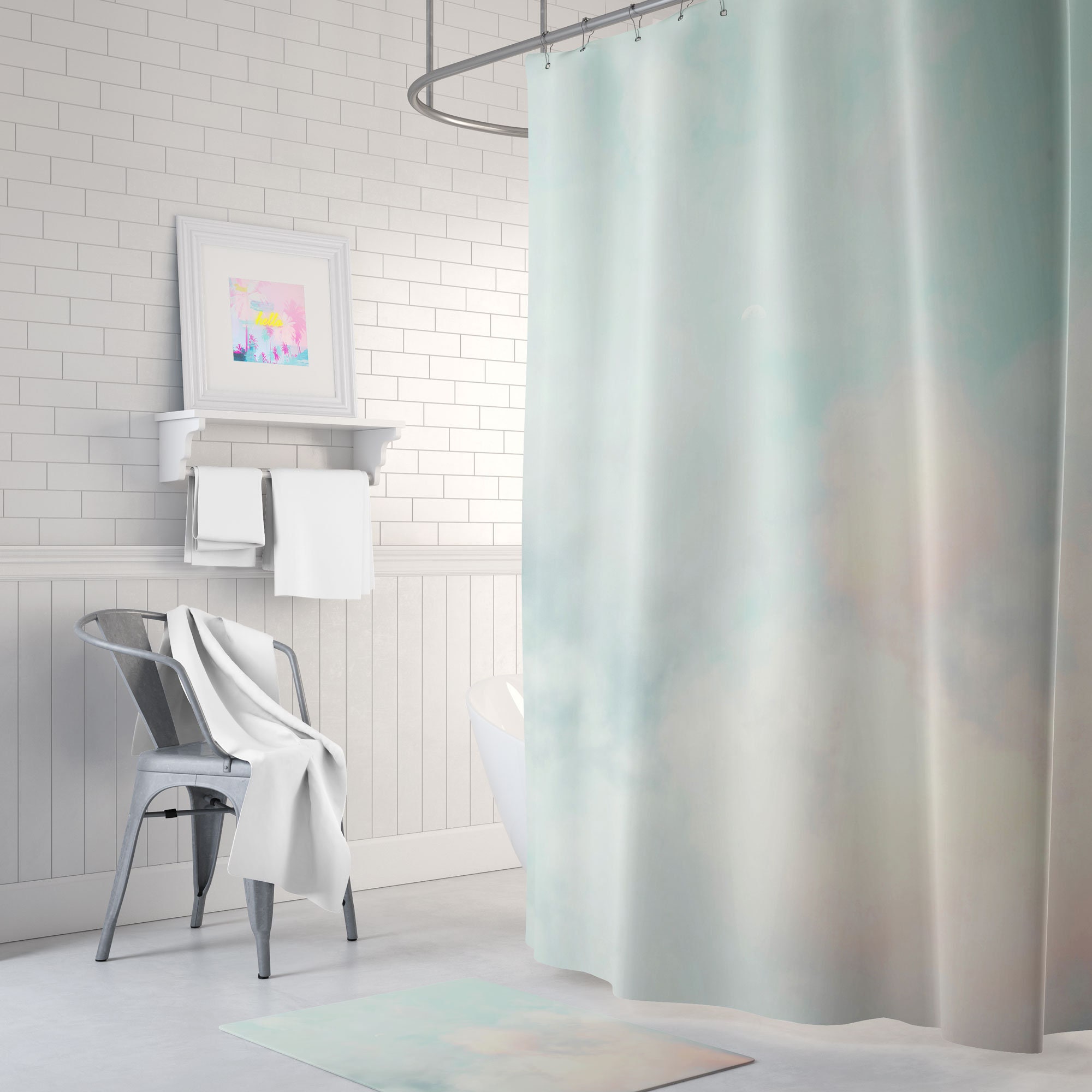 Cloud Shower Curtain Blue Bathroom Decor Blue Shower Curtain Etsy