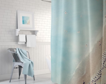 Ocean themed shower curtain - Nautical Shower Curtain - Blue Shower Curtain