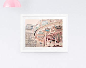 Paris Photography Print, Carousel wall print, Merry-go-round print, Paris nursery print, Carousel wall decor, Large wall print, Wall prints