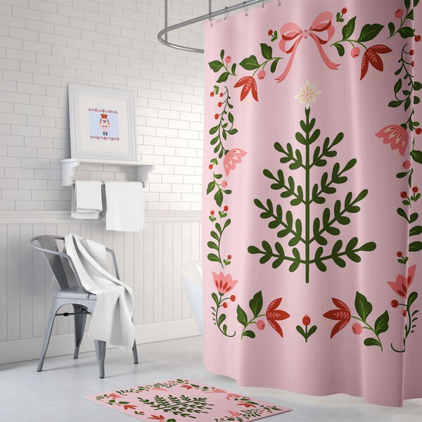 Christmas Shower Curtain Etsy