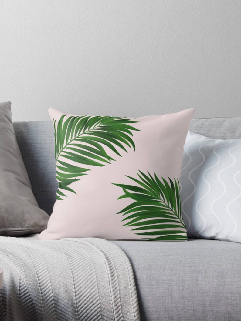 Palm Tree Print Pillow Green Pillow Customised Decor Home Etsy