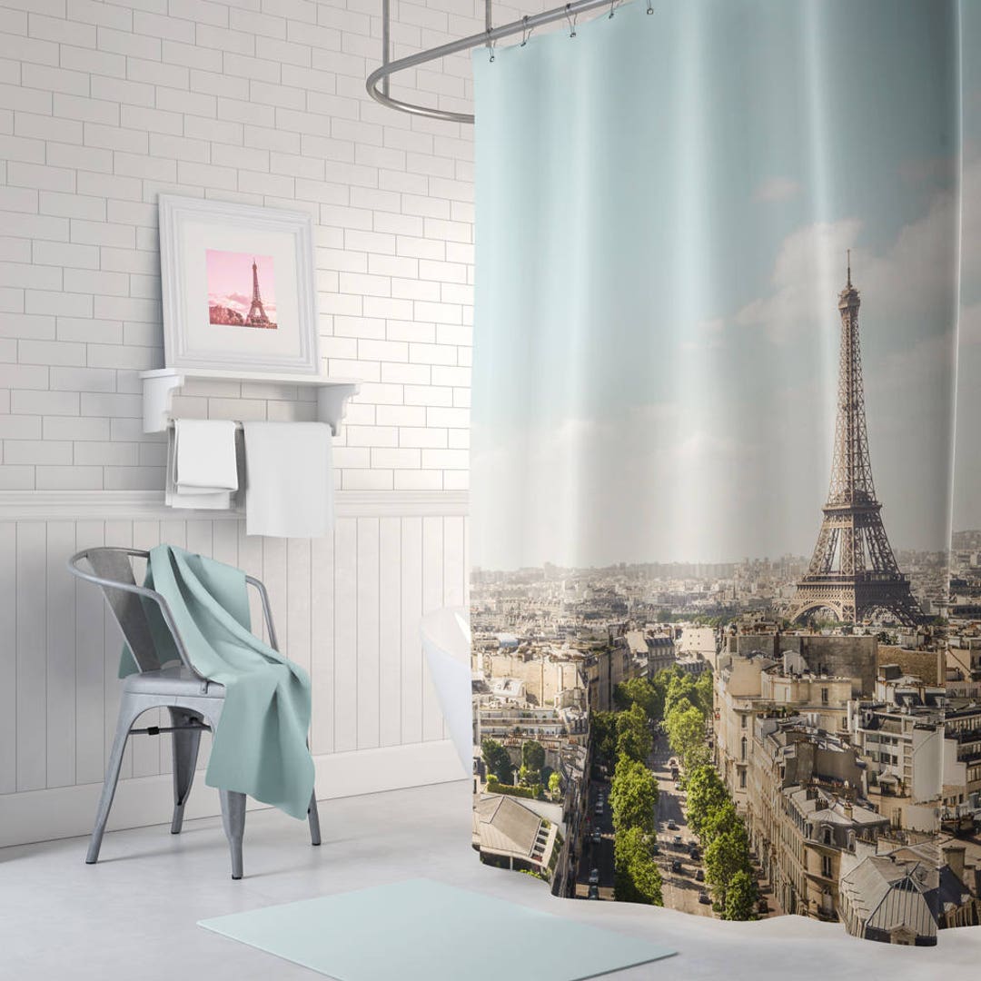 Paris Backdrop Eiffel Tower Shower Curtain Paris Themed Etsy