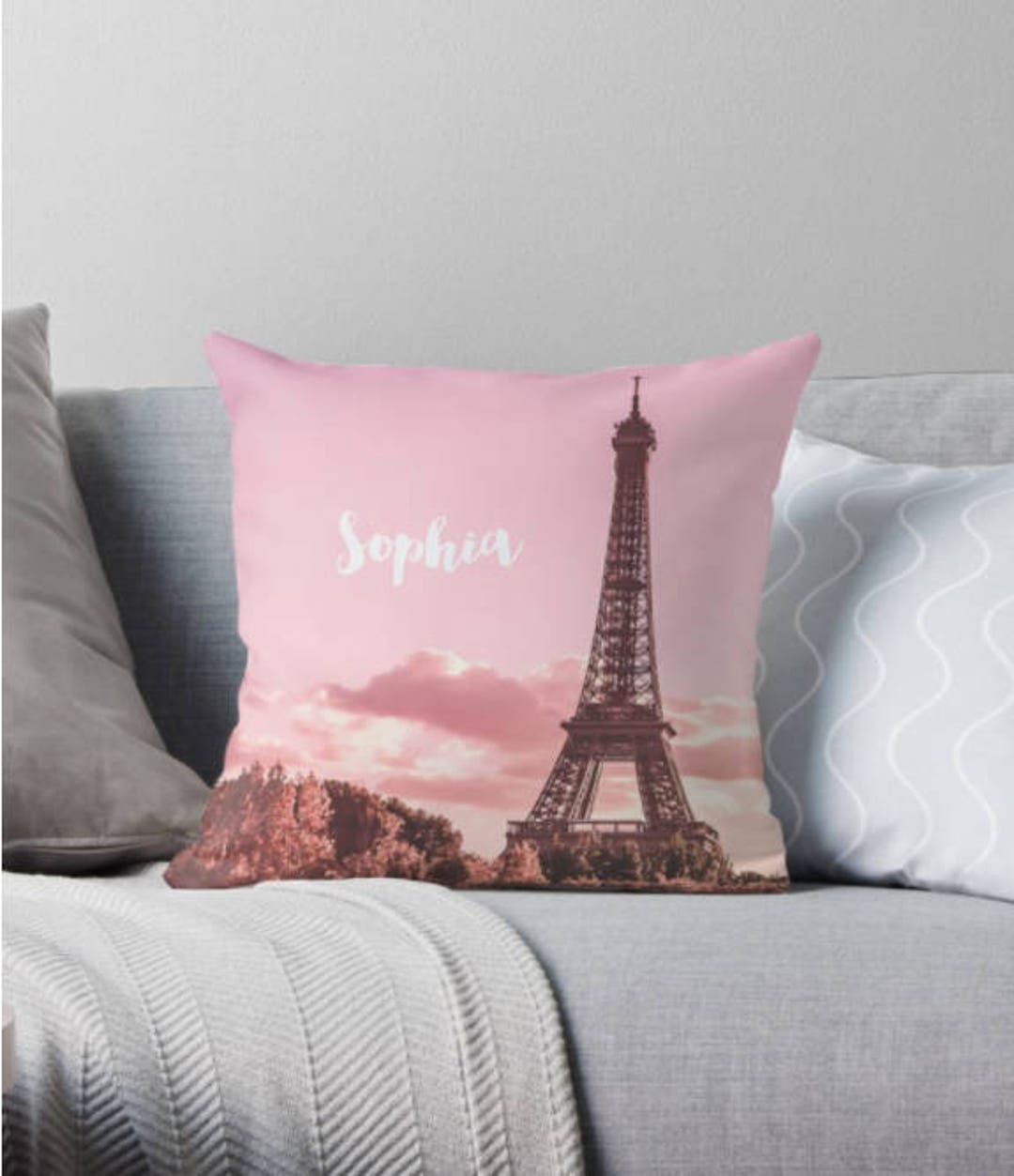 Almohada parisina personalizada almohada de la Torre Eiffel almohada monogramada decoracion del dormitorio de Paris decoracion francesa baby