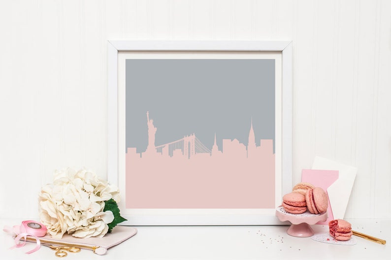 New York Print New York Skyline New York Art Wall Decor Etsy