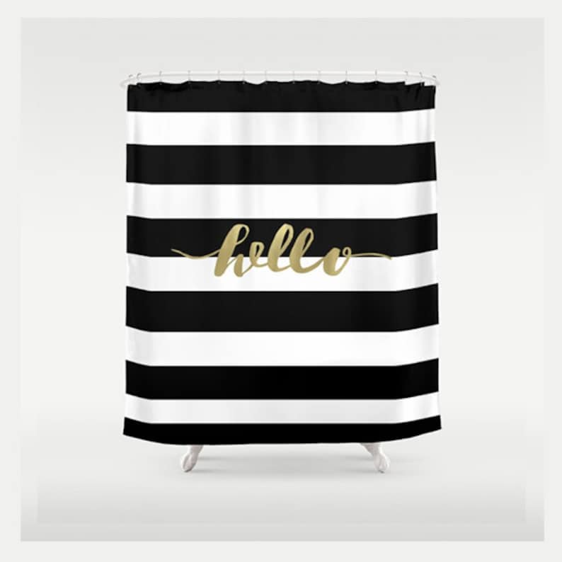 Gold Shower Curtain Black and White Shower Curtain Gold Etsy