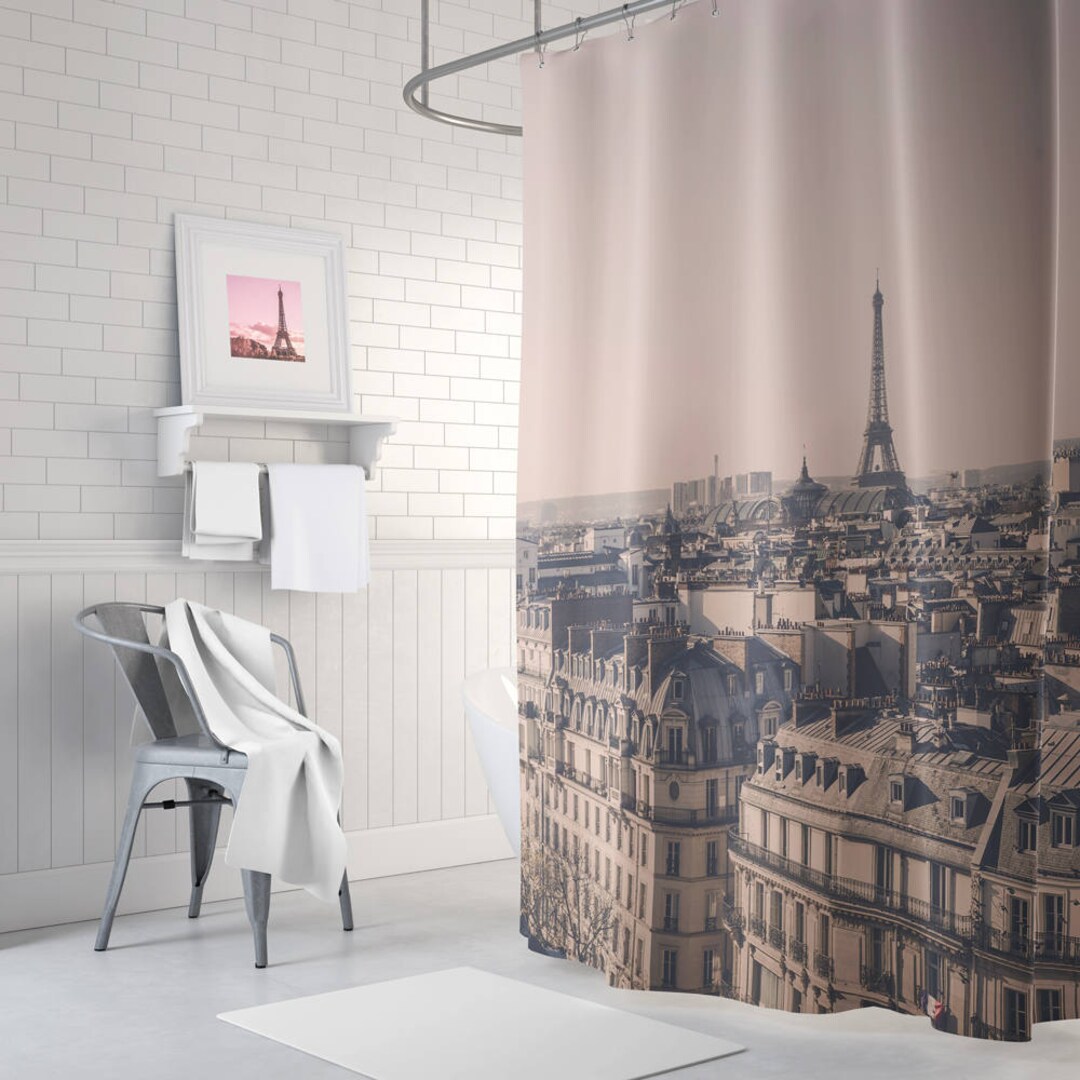 Paris Eiffel Tower Shower Curtain Bathroom Decor French Home Etsy