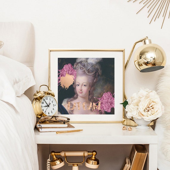 Marie Antoinette print, Marie Antoinette art, Marie Antoinette decor, Eat  Cake print, Rose gold print, French painting, Wall decor